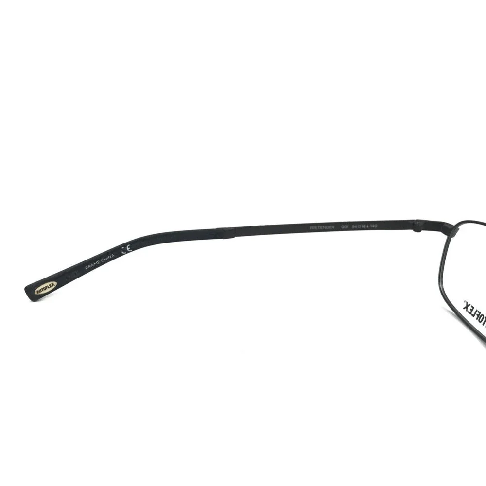 Autoflex Eyeglasses Frames PRETENDER 001 Black Rectangle Wire Rim 54-18-140